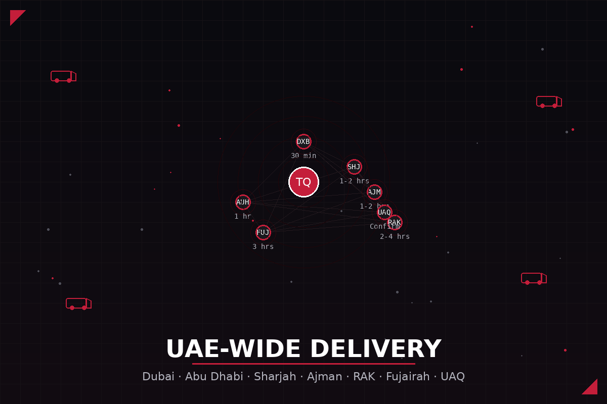ToqCity UAE Delivery Network Map Dubai Abu Dhabi Sharjah
